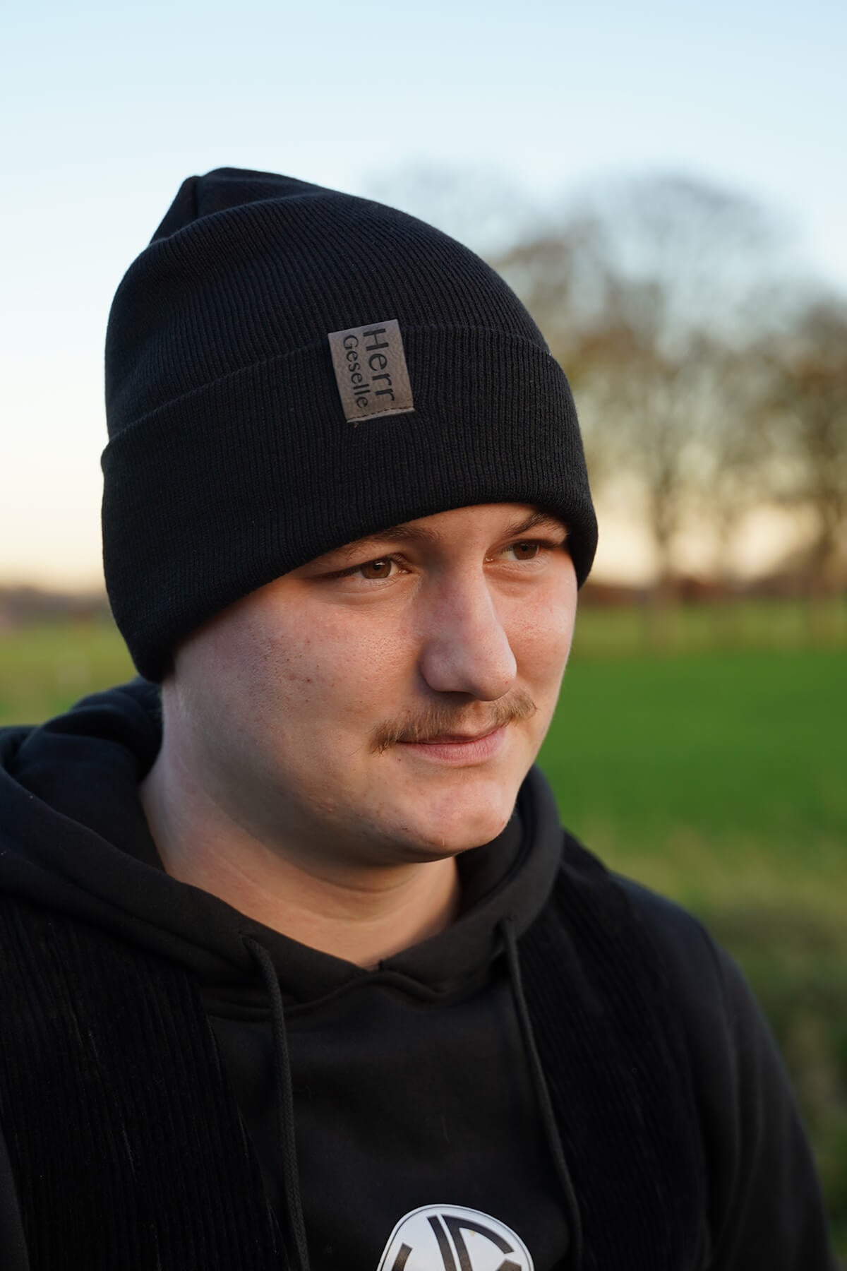 Wintermütze mit Lederpatch