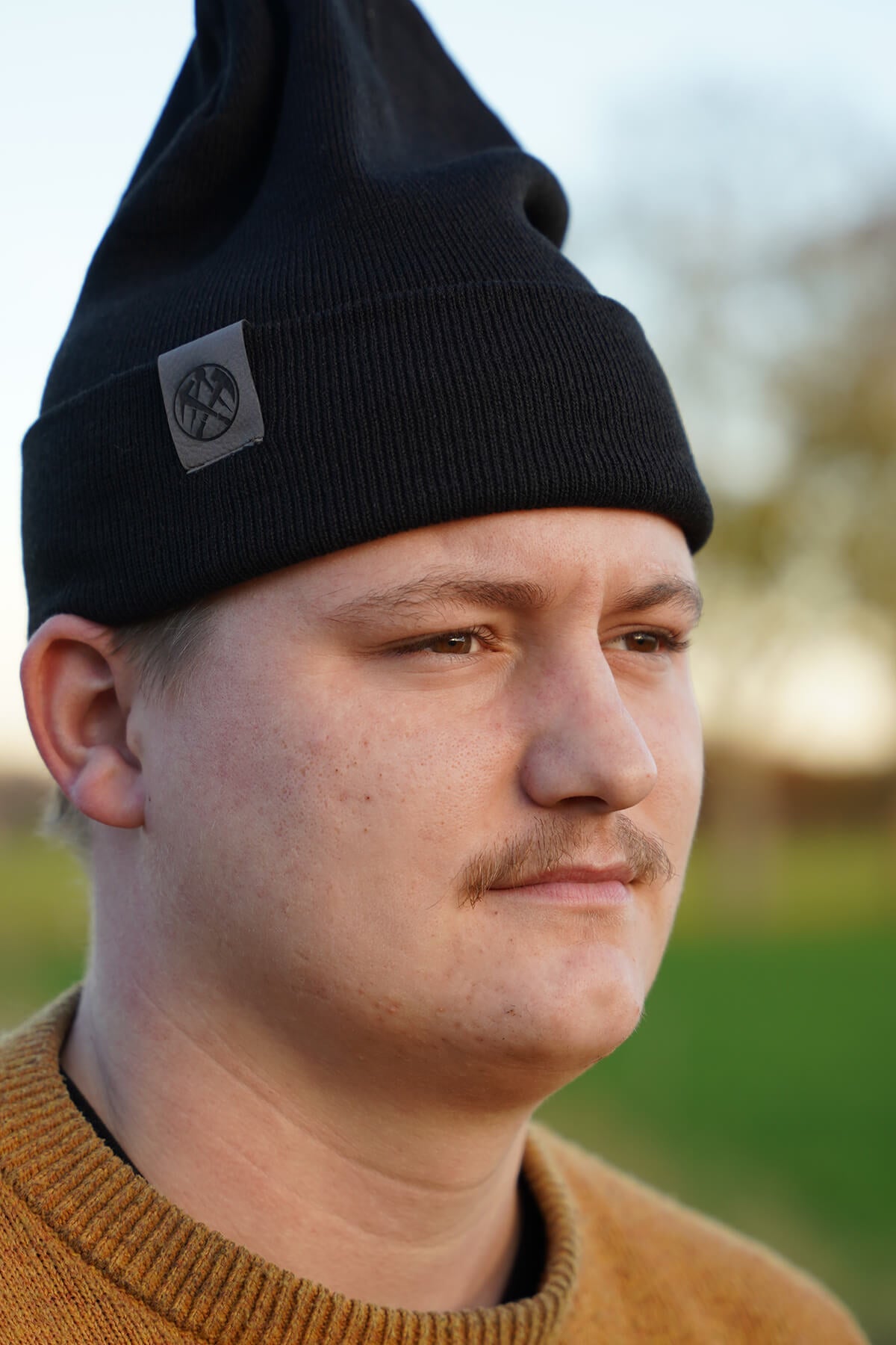 Wintermütze mit Lederpatch