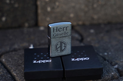 Ansicht Zippo mit gelaserter Gravur